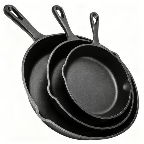3pcs set 6 8 10 inch heavy duty grade sand casting seasoning stir fries non stick surface oven grill campfire safe heat distribution for steak baking rustic kitchen cookware essentials