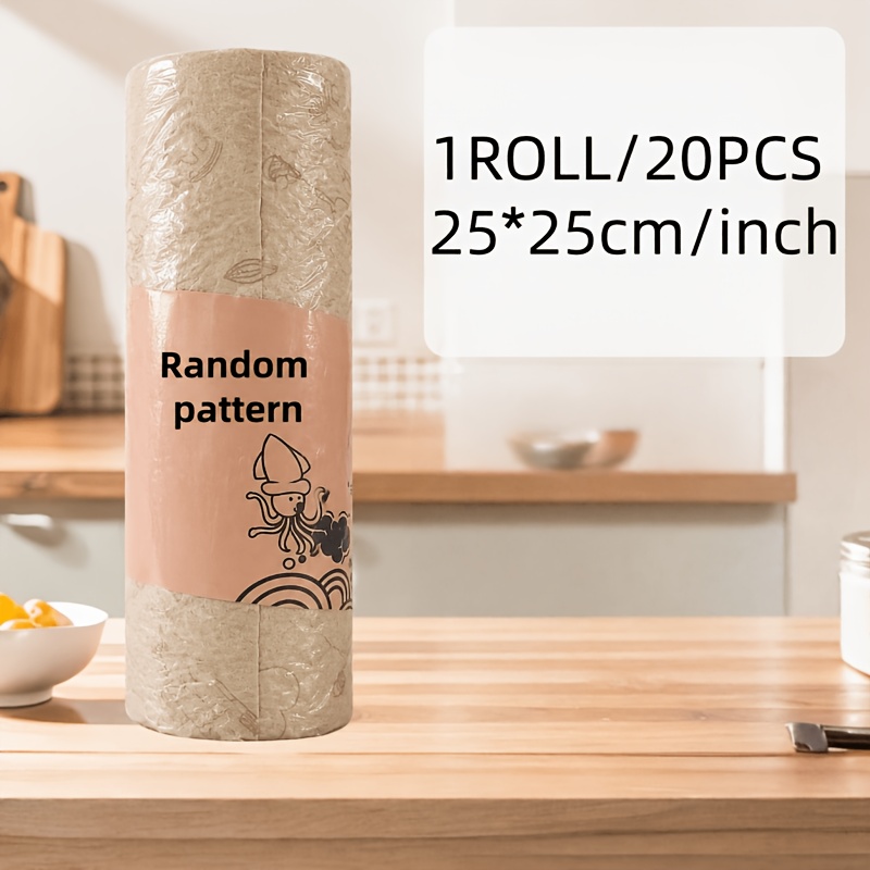TEMU New Widened Cleaning Cloth, 1 Roll (5 Meters Long), 20 Sheets/roll. Absorbent, Durable, Machine Washable, Absorbent Tear-off Cloth, Suitable For