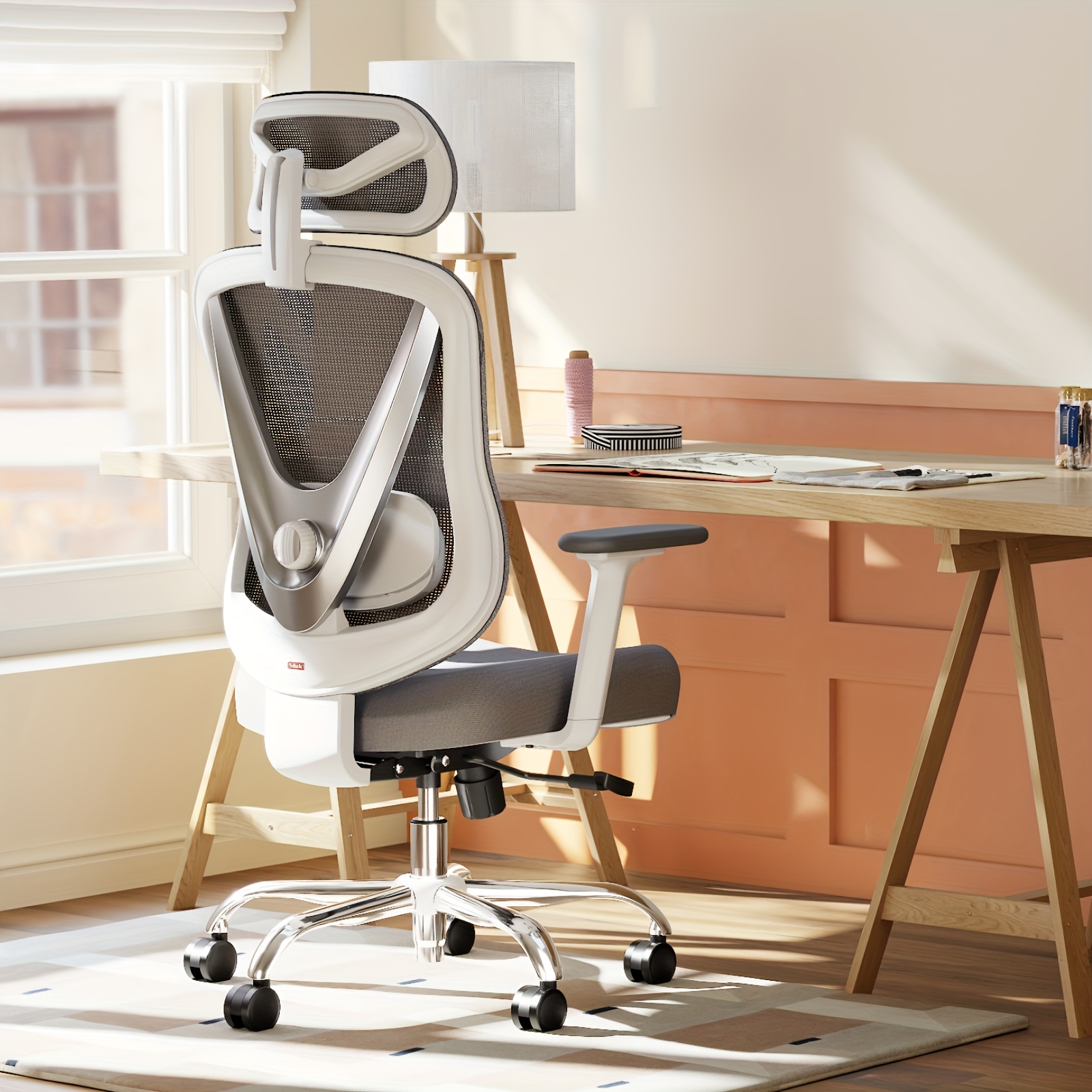 ergonominen verkkokangas toimistotuoli v-mallisella selkänojalla, 360 astetta kääntyvillä pyörillä, istuintyynyllä ja korkealaatuisella rakenneella päivittäiseen käyttöön