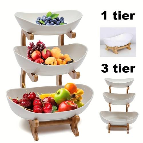 3 tier fruit tray rack kitchen countertop storage rack space saving multi layer vegetable and fruit bowls suitable for dining tables food cabinets cafes design fashionable items essential for