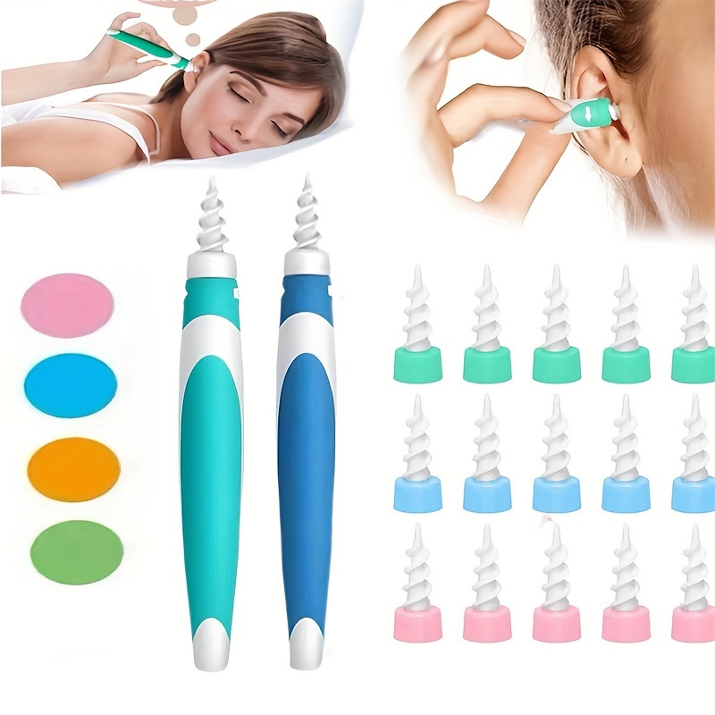 

16 Silicone Rotating + 1 Handle With Storage Box, Reusable Ear Pick To Remove Earwax, Ear With Rotating Spiral Ear Cleaner, Silicone Ear Pick And Ear