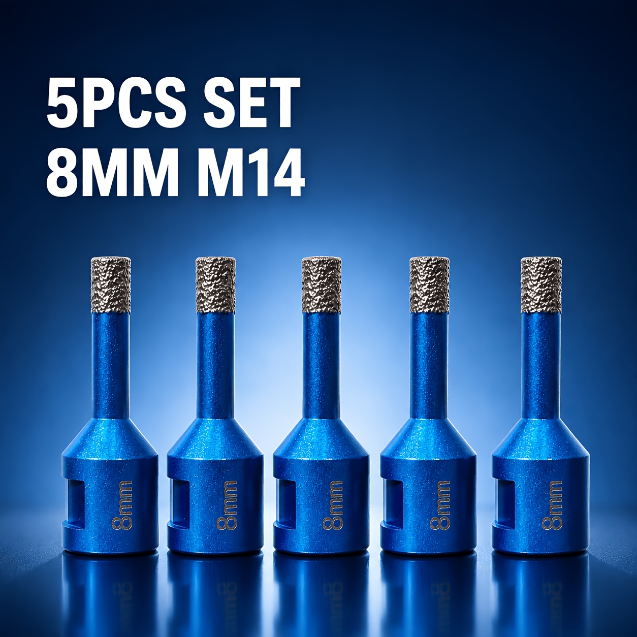 TEMU Set di 5 frese a M14 da 8 mm sottovuoto, punte per foratura per piastrelle in ceramica, piastrelle in porcellana, , , quarzo e pietra da