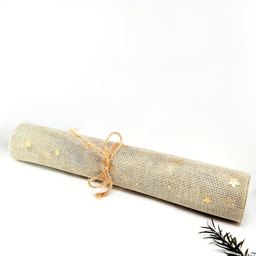 TEMU Rollo de tela tipo vintage, color liso con estampado en lámina dorada, para envoltura de regalos de flores DIY, mantel para mesa de comedor