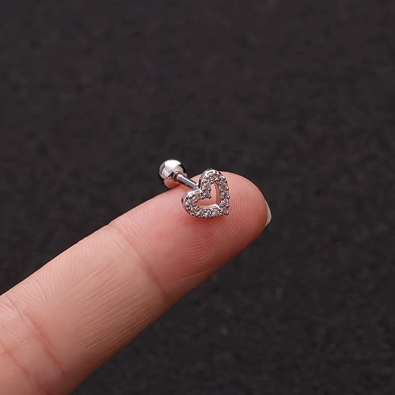 Titanium Steel Barbell Ear Stud with Micro-Inlaid Zirconia