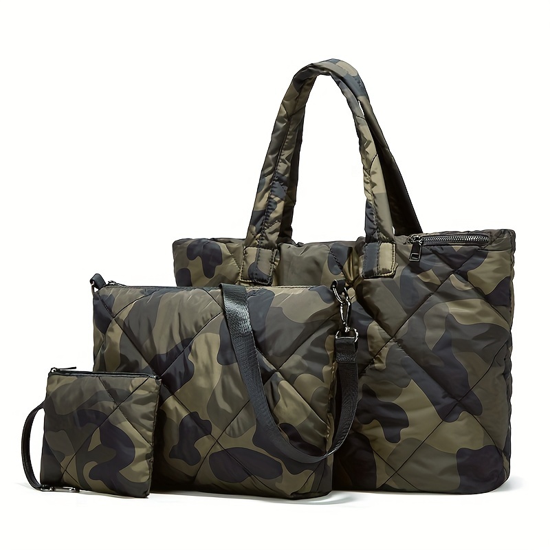 Camouflage Large Capacity Portable Clothing Bag, Lightweight One-shoulder Tote For Outing