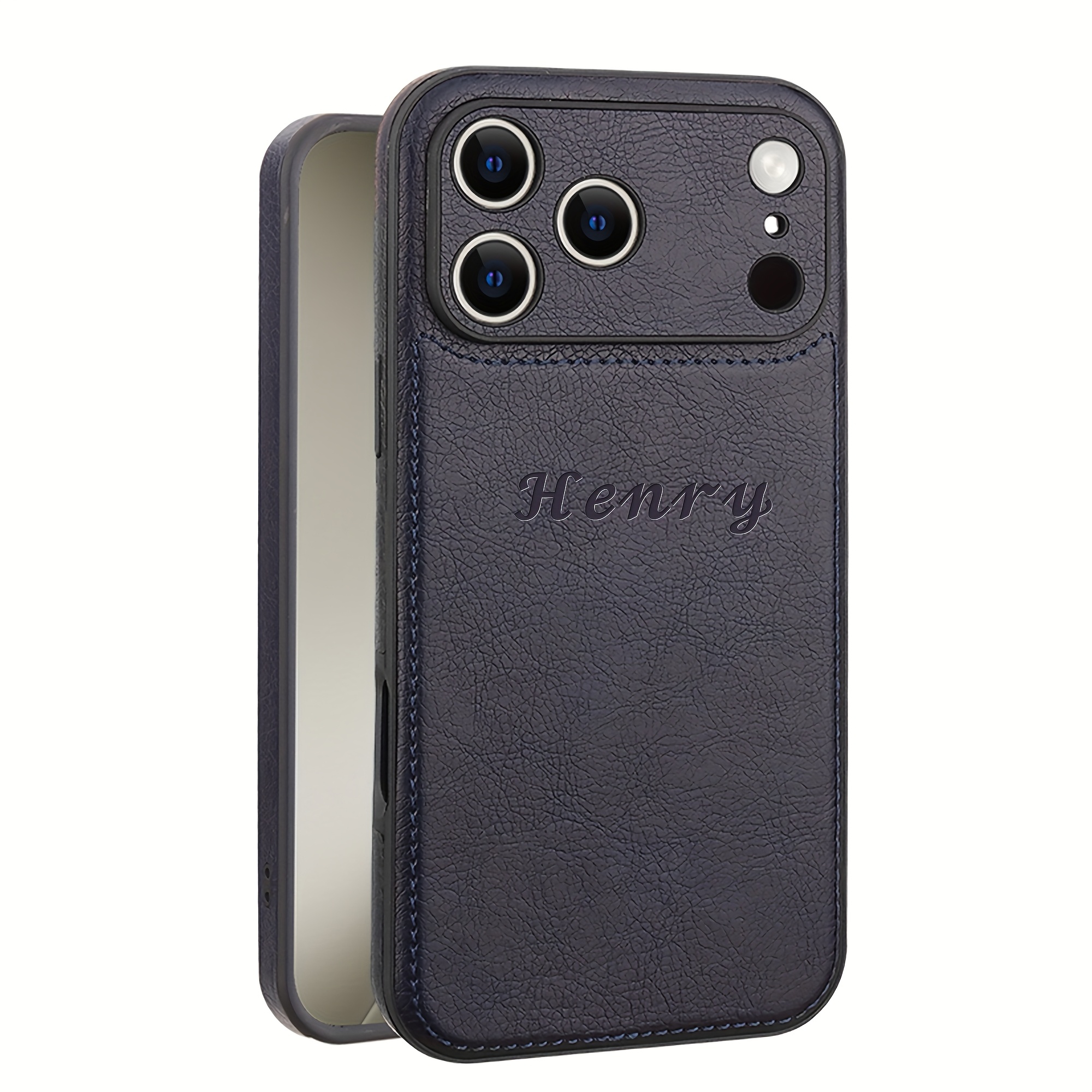 TEMU Phone Case: Personalized Customized Name Initial Letter Classic Synthetic Leather Phone Case Compatible With Iphone 18 17 16 15 14 13 12 11 Pro