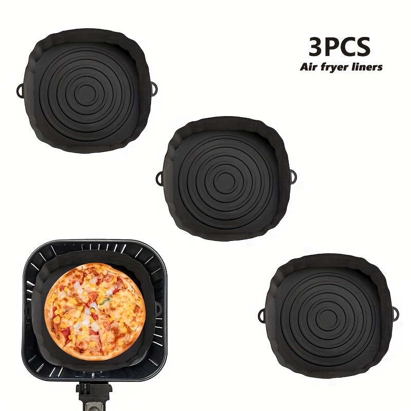 Set Of 3 Silicone Liners For Air Fryers (18cm), Including A Pan, Basket Bowl, And Reusable Baking Tray, Perfect For Oven Use And Kitchen Tools