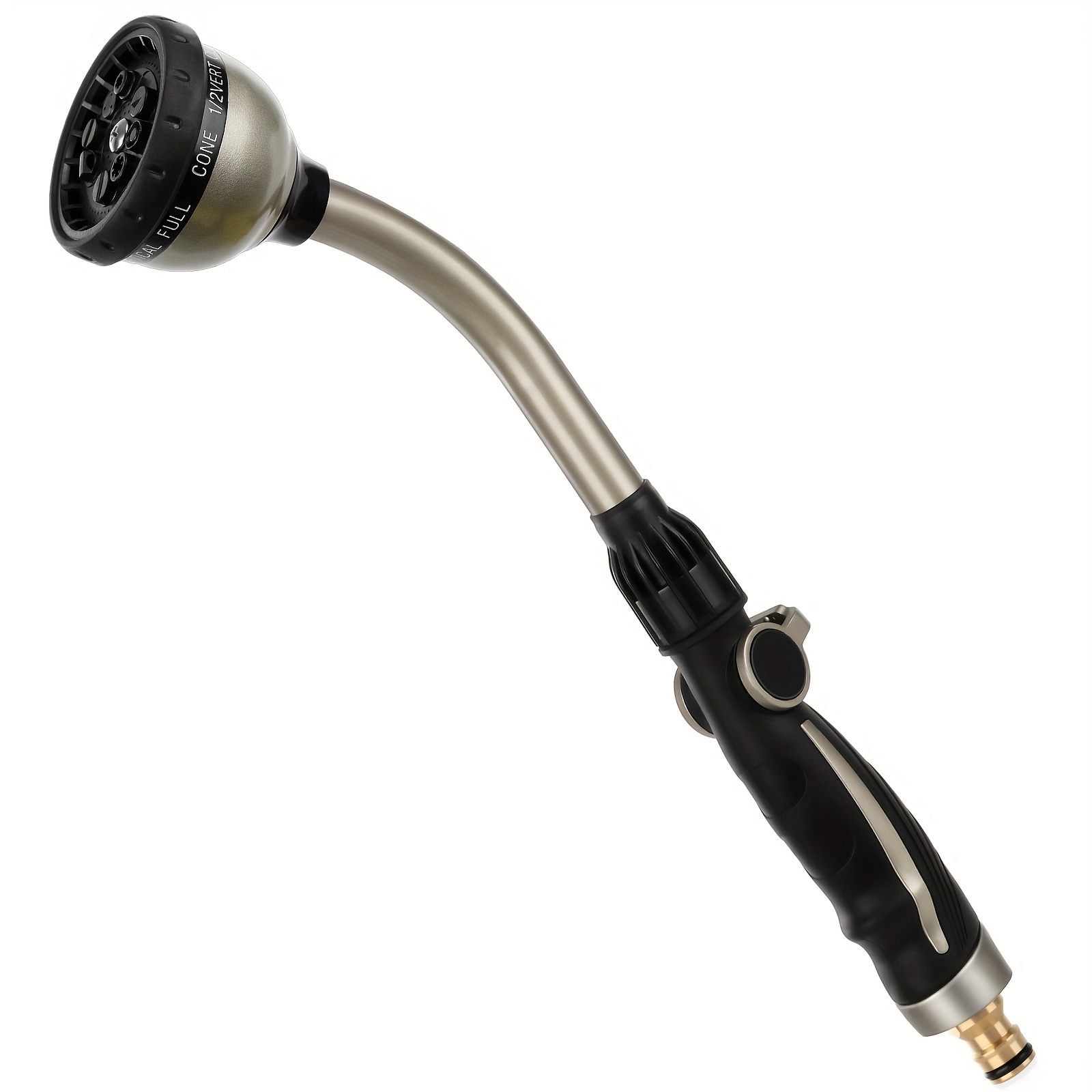 Image of Sturdy Watering Wand For Gardens, Metal Hose Attachment Featuring 10 Different Spray Options, 15-inch Long Nozzle Sprayer With Thumb Control For Water Flow