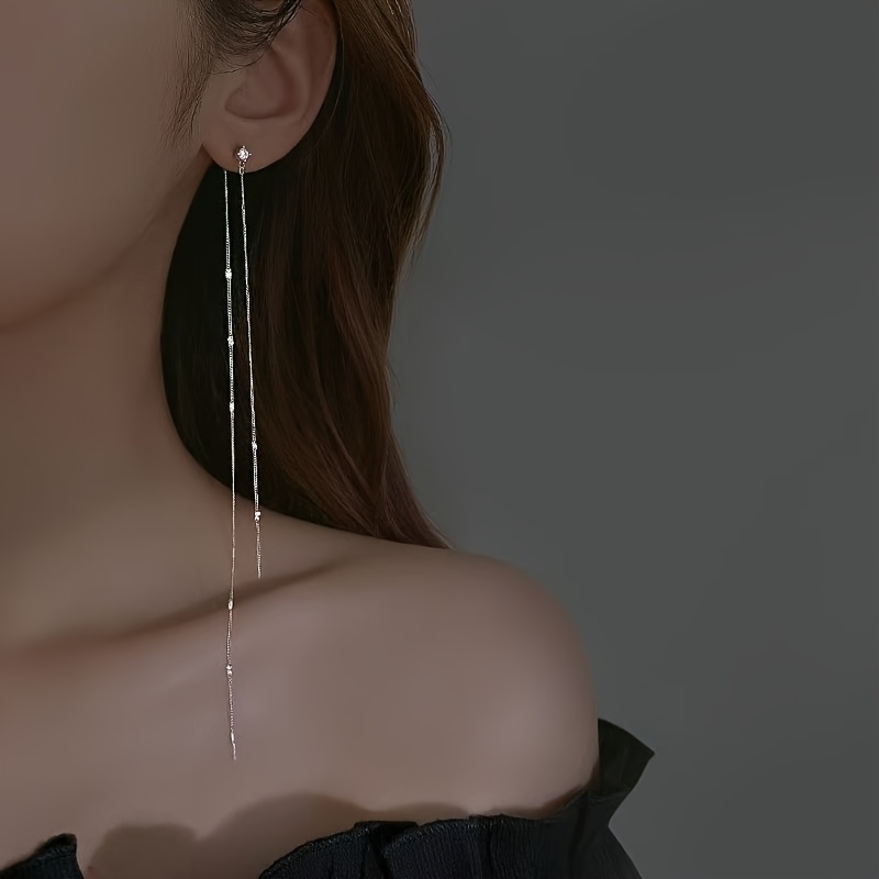 pair super flashy long chain tassel earrings new style a Temu Oman