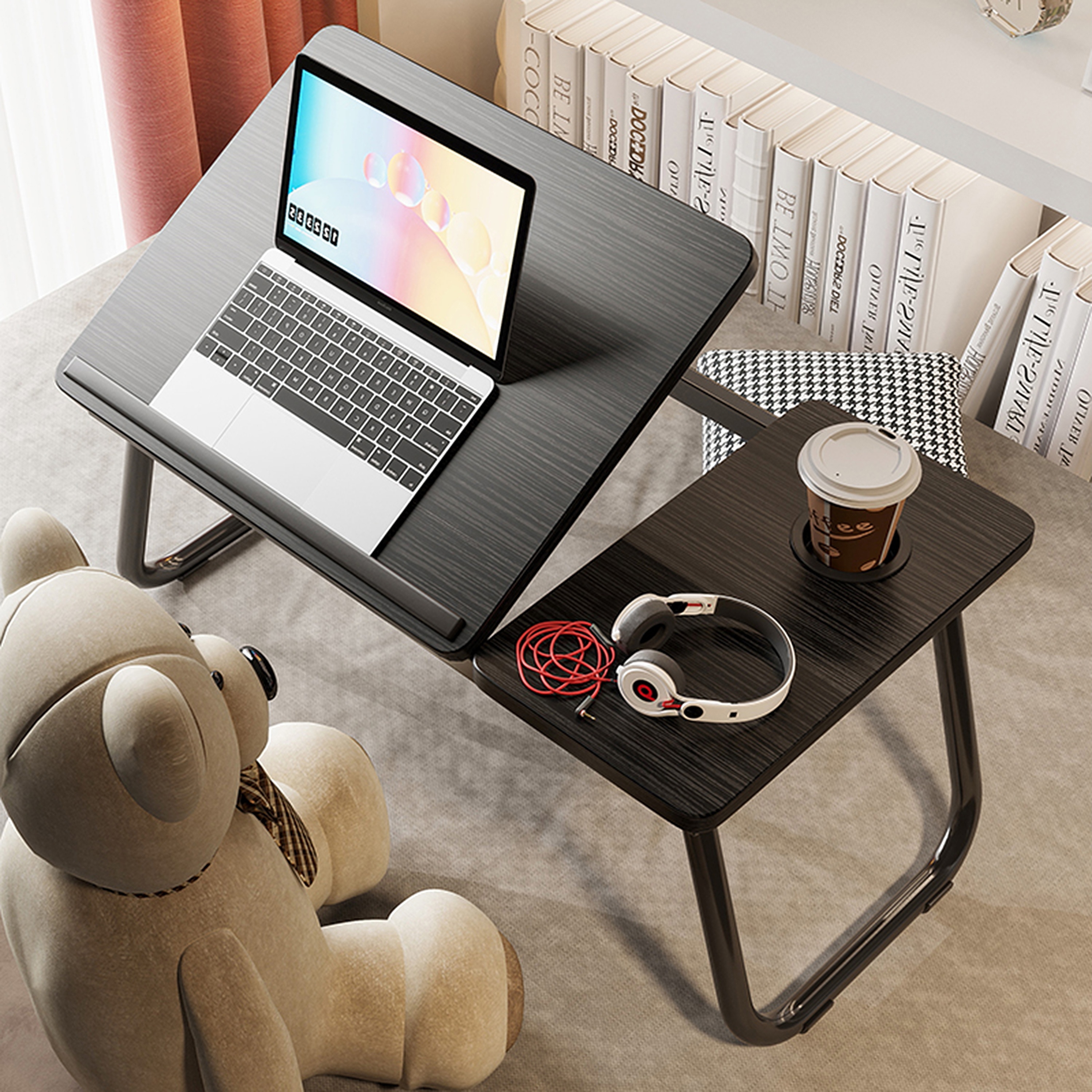 

Portable Bedside Laptop Table And Study Desk, Multifunctional Wooden Bed Cup , Use For , , And