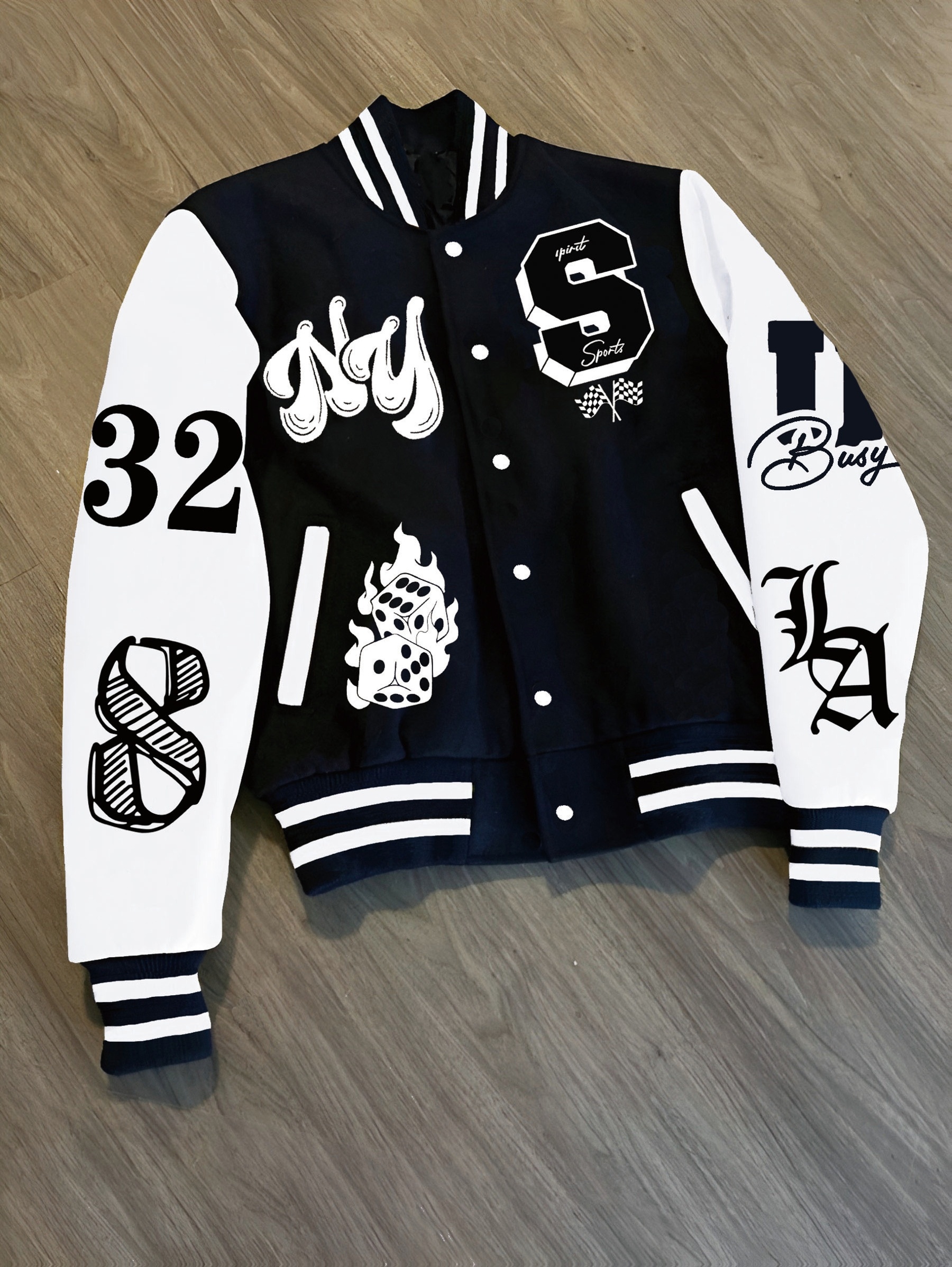 Men's New York NY Lettering Bomber Jacket with NY Print - Lightweight Warm Baseball Collar &, Machine Washable Casual Outerwear Suitable for Urban Streetwear, Christmas & New Year Events