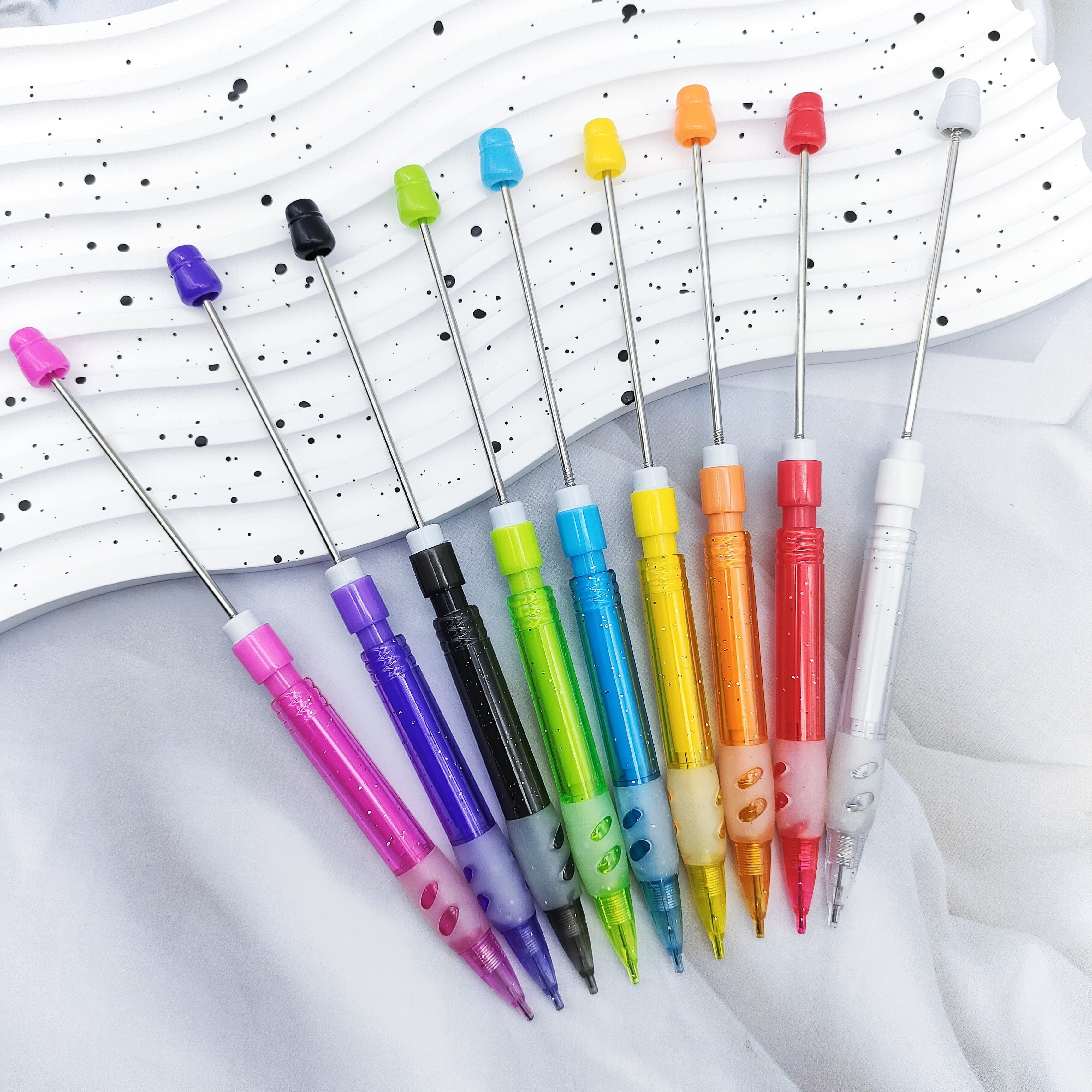 

8pcs Assorted Colors Beaded Mechanical Pencils For School, & Drawing - Lightweight, Retractable Design