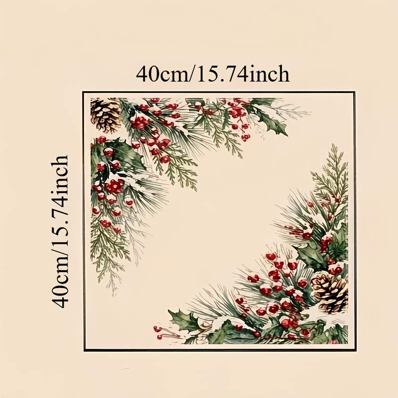 TEMU Autocollant de Noël pour fenêtre, branches de pin d'angle de Noël, de houx, pommes de pin, autocollant pour fenêtre, autocollant de verre de