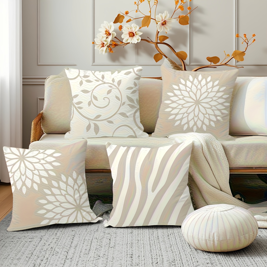 E-shop 4 Stücke Bohemian-Stil, Geometrisches Blumenmuster Kissenbezug, Weicher und Bequemer Kissenhülle – Ideal für Wohnzimmer, Sofa, Bett,