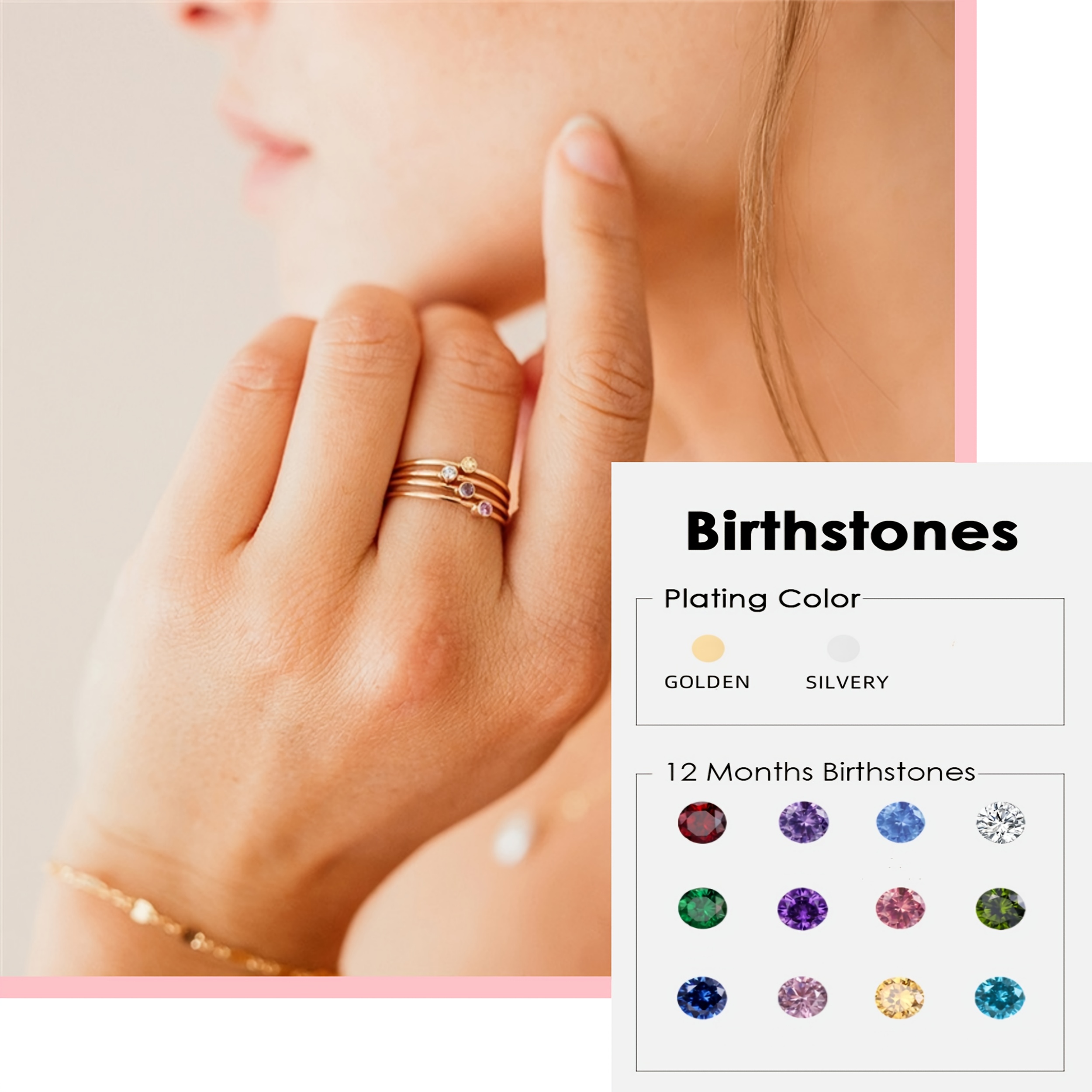 Stainless Steel Rhinestone Small Ring with Cubic Zirconia