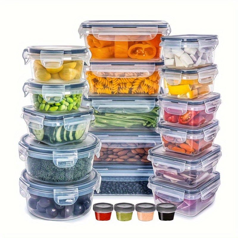 

20-piece Leakproof Kitchen Storage Container Set, Microwave Safe, Bpa Free Plastic, Rectangle Shape With Flip Top Closure For Grain, Lunch, Snacks, Food Organization, And Travel Use