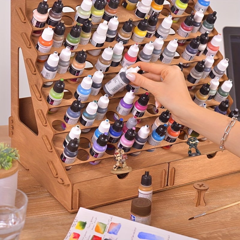 TEMU -saving Wooden Paint Organizer - , - Storage Rack For & Crafters