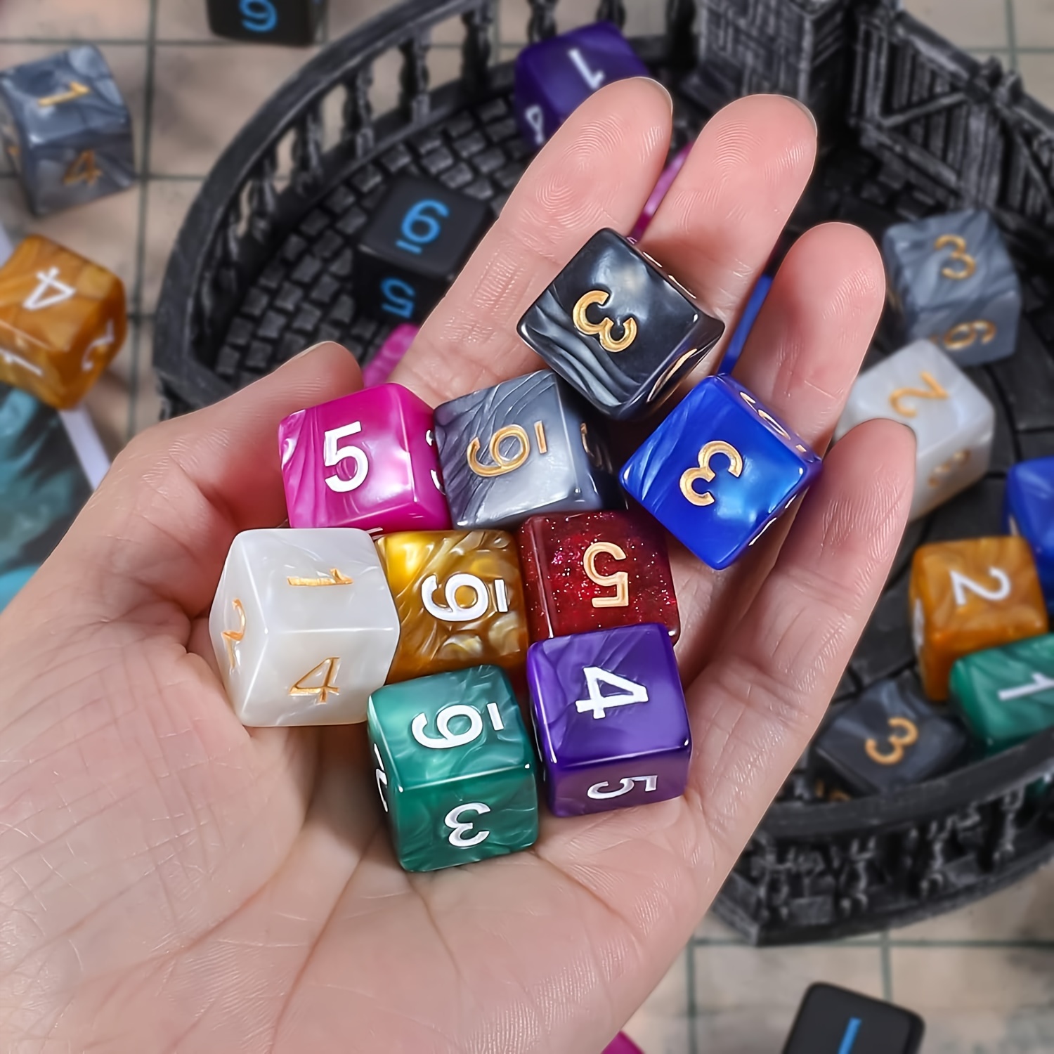 ENHANCE DnD 7pc Metal Dice Set With 2-in-1 Dice Bag And Tray For RPGs Collector S Edition Red