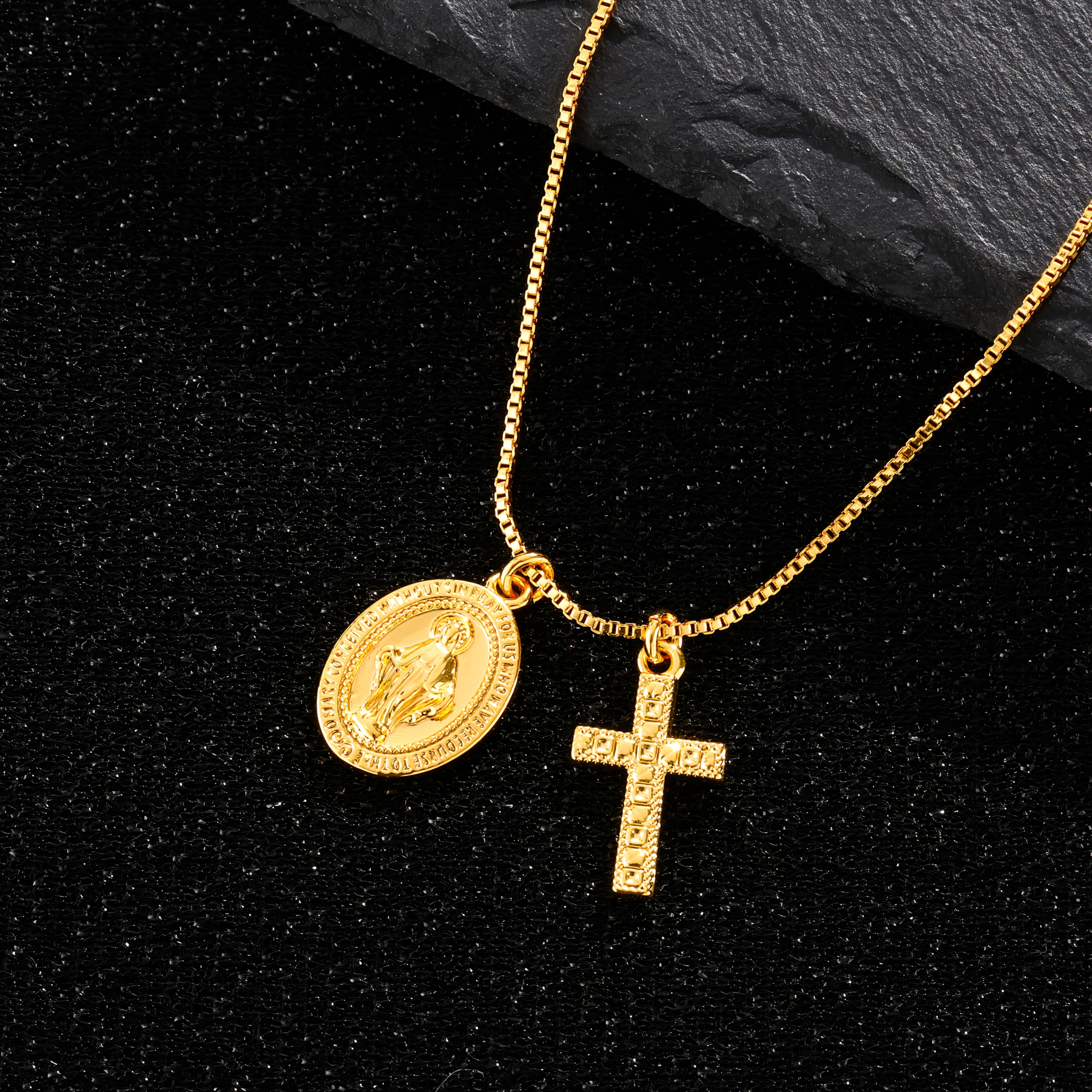 Image of 925 Silvery, Men's Golden Disc Necklace, Fashionable And Trendy, Of Date, Christmas, Valentine's Day, Father's Day, With Exquisite Gift Box