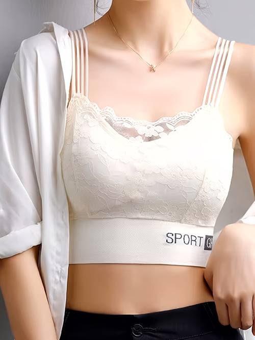 3pcs womens lace lace embellished sports bra comfortable and breathable fully covered yoga bra without underwire womens sports bra