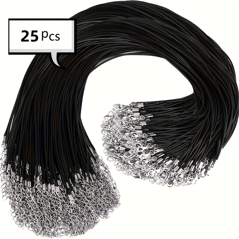 TEMU 25 de cordon ciré noir avec pendentifs à boucle, accessoires de haute qualité pour fil de bracelet, breloques chaîne et pendentifs