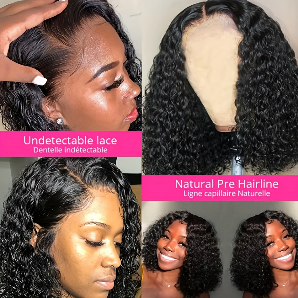  less 4x4 deep wave human hair wig for women 150 density brazilian 4x4 lace closure simple gorgeous pattern no needed less comfortable in party date work details 8
