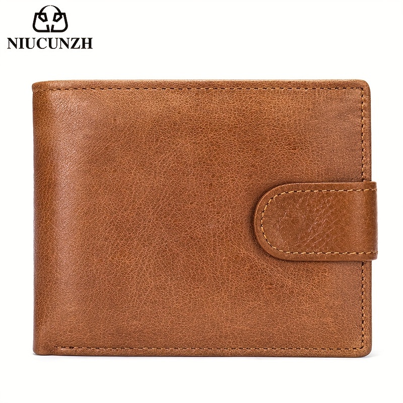 TEMU 1pc Men' Genuine Leather Wallet, Soft Cowhide Multiple Card Slots Card Holder Christmas Gift