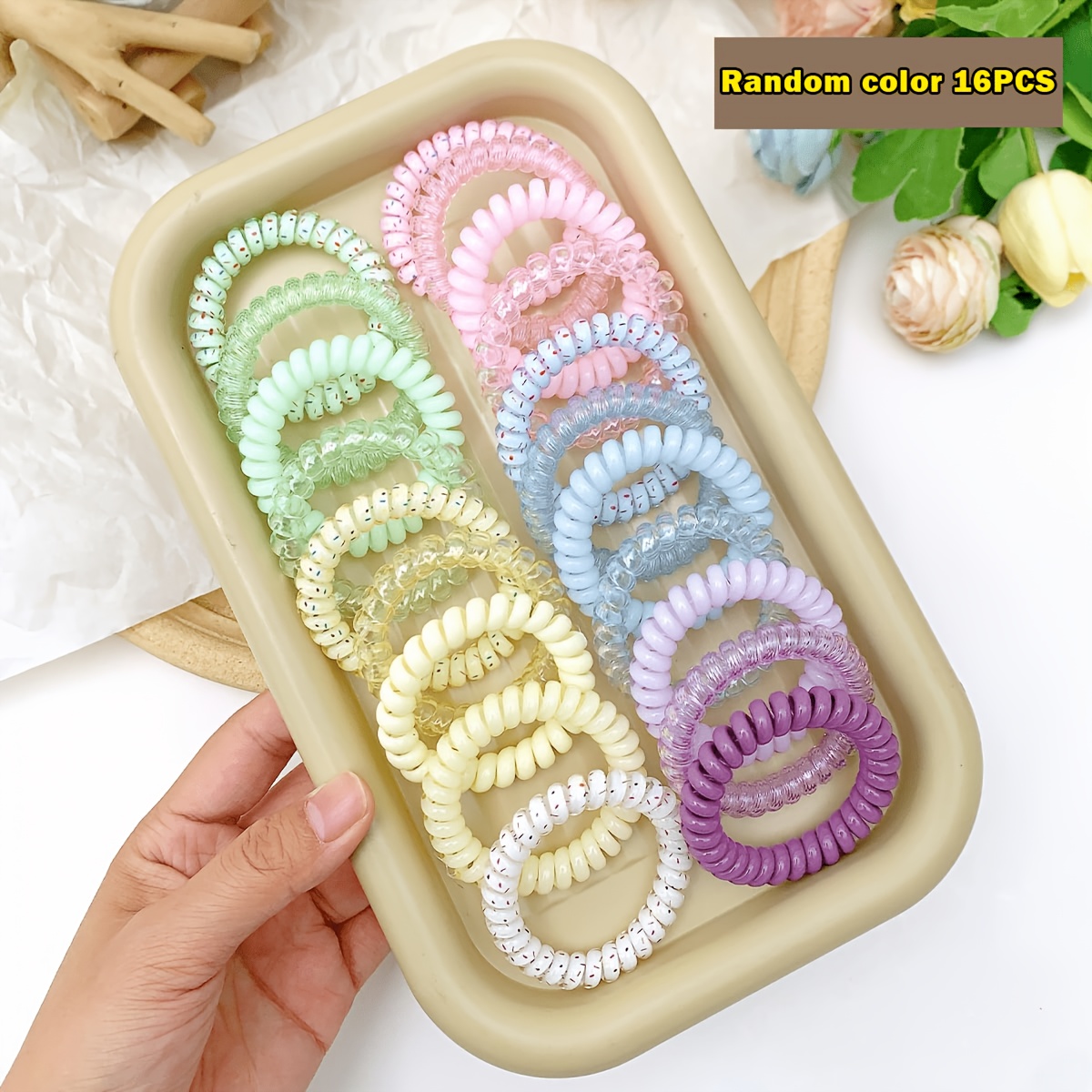 TEMU 16-pack Macaron Sheer Polka Dot Hair Ties - Fresh Spring Summer Traceless Elastic Scrunchies, Easy Low- For ' Daily Use / Holiday Gifts