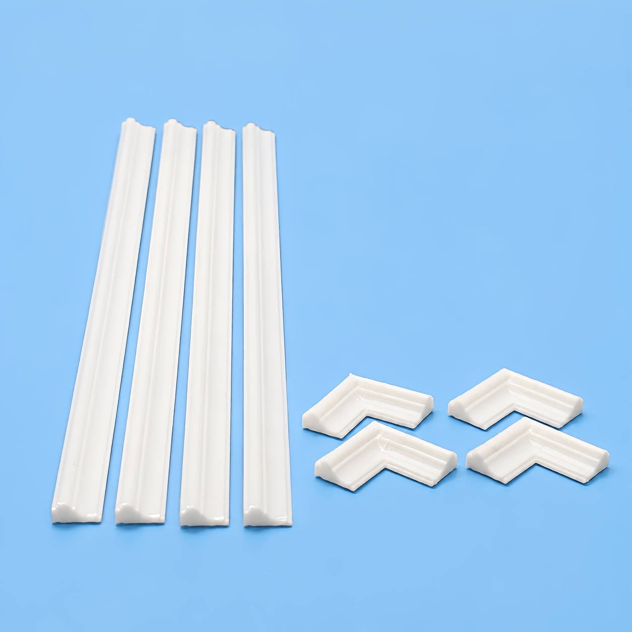 TEMU Juego de 8 piezas de tiras decorativas retro para línea de techo y pared de casa de muñecas madera, parches de panel de techo y pared en