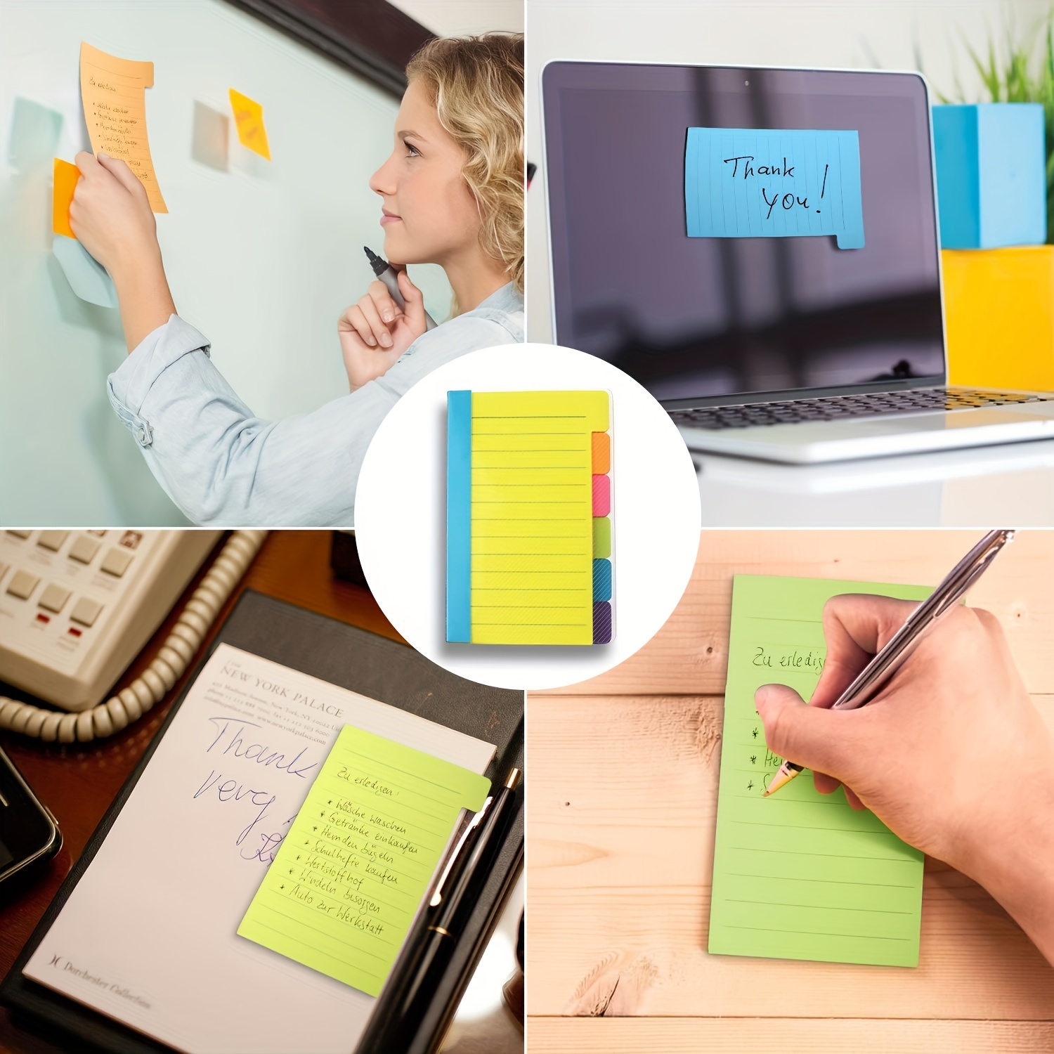 

1pc Office Supplies Sticky Notes Divider Sticky Notes Tabs, Tabbed Self-stick Lined Bright Colors Note Pad, School Supplies 4 X 6 Inches, 2 Pieces 120 Index Notes