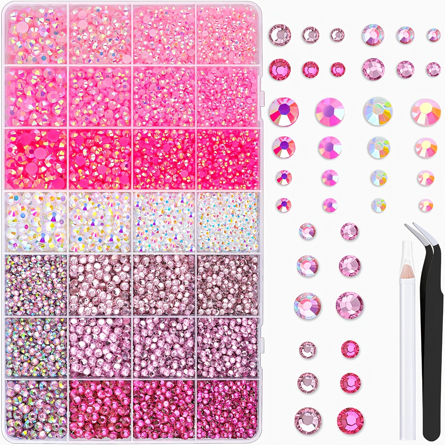 TEMU 20000pcs Purple Rhinestones Suitable For Bedazzling, Resin Flatback Gems For Crafts, Kit For Clothing, Shoes, Tumblers, Nail Art - Diy Gems For