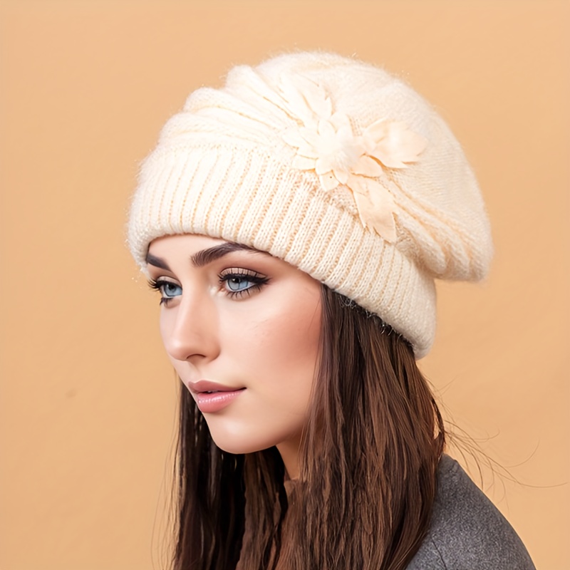 TEMU Women's Korean Fashion Trendy Beret Winter -lined Thick Warm Hat