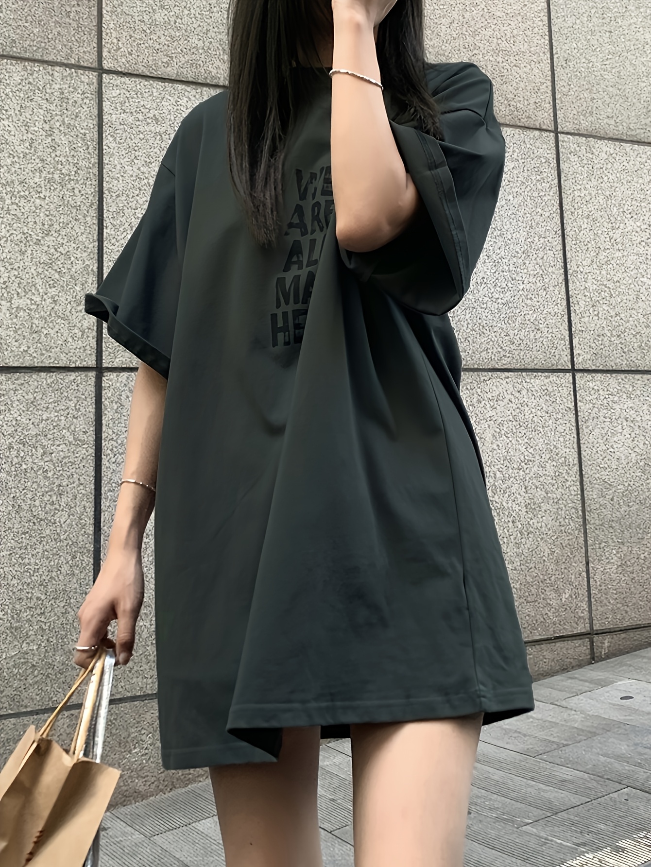 open lace back dress Oversized T Shirt Dress With Script Love Slogan In Grey main image 0