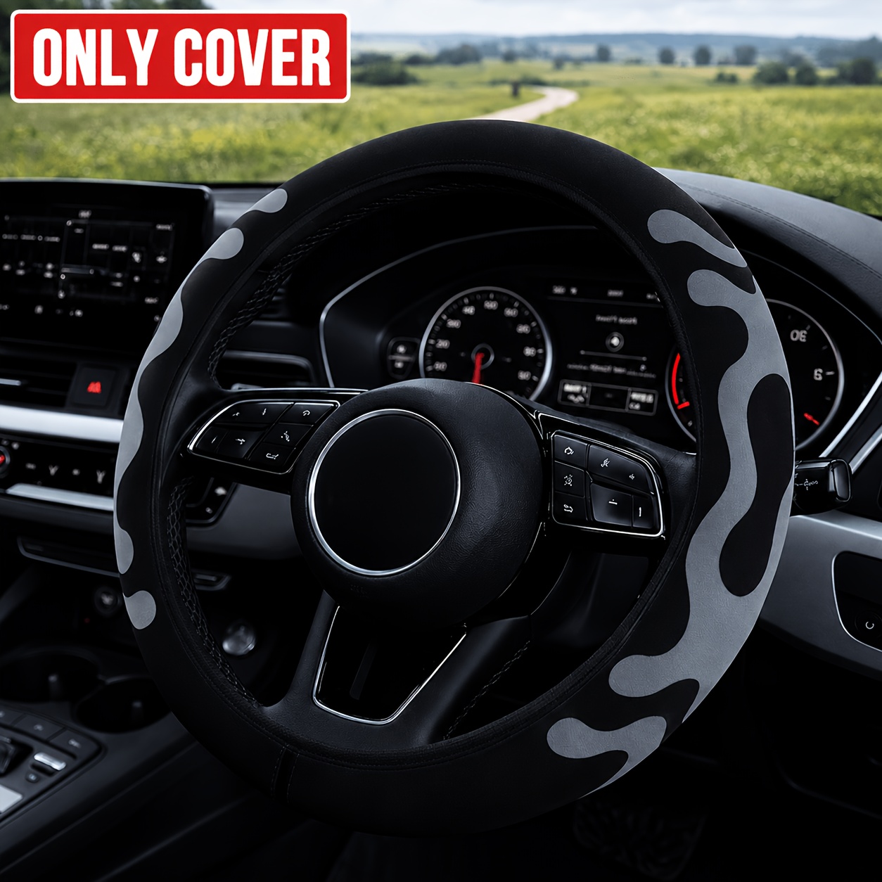 TEMU 1pc Milk Steering Wheel Cover, Soft , Elastic Comfortable Grip, -15 Inch Universal Anti-slip Durable Car Protector, Shock , , Car Interior