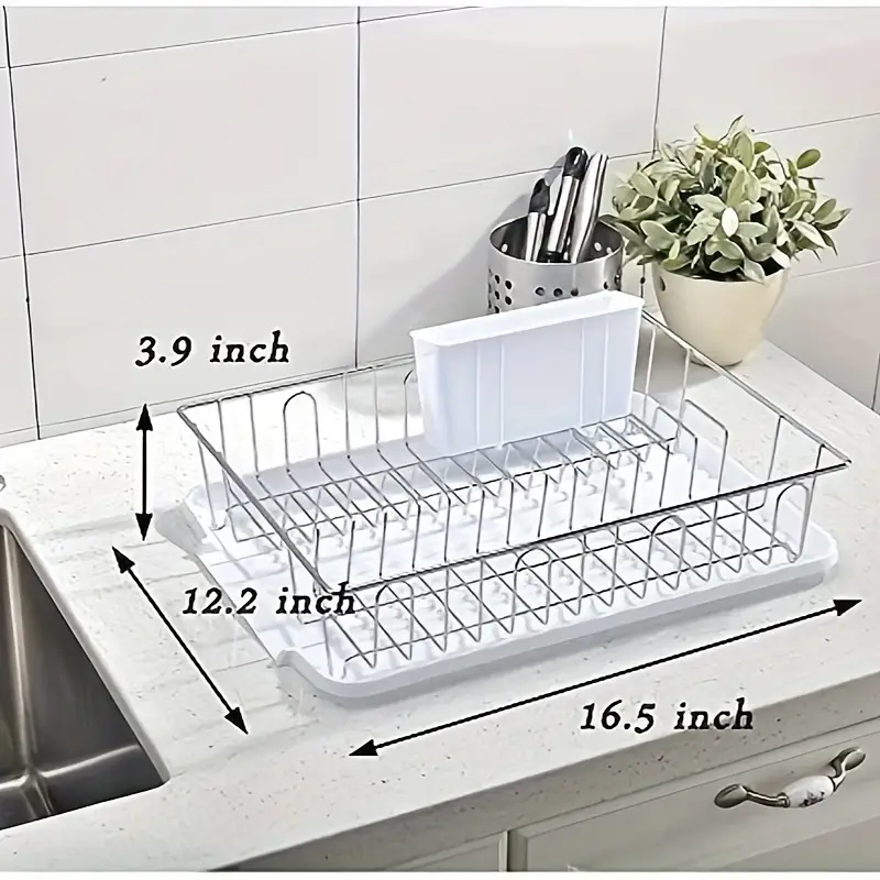 compact stainless steel dish rack with & utensil holder - kitchens & rvs Product details 5