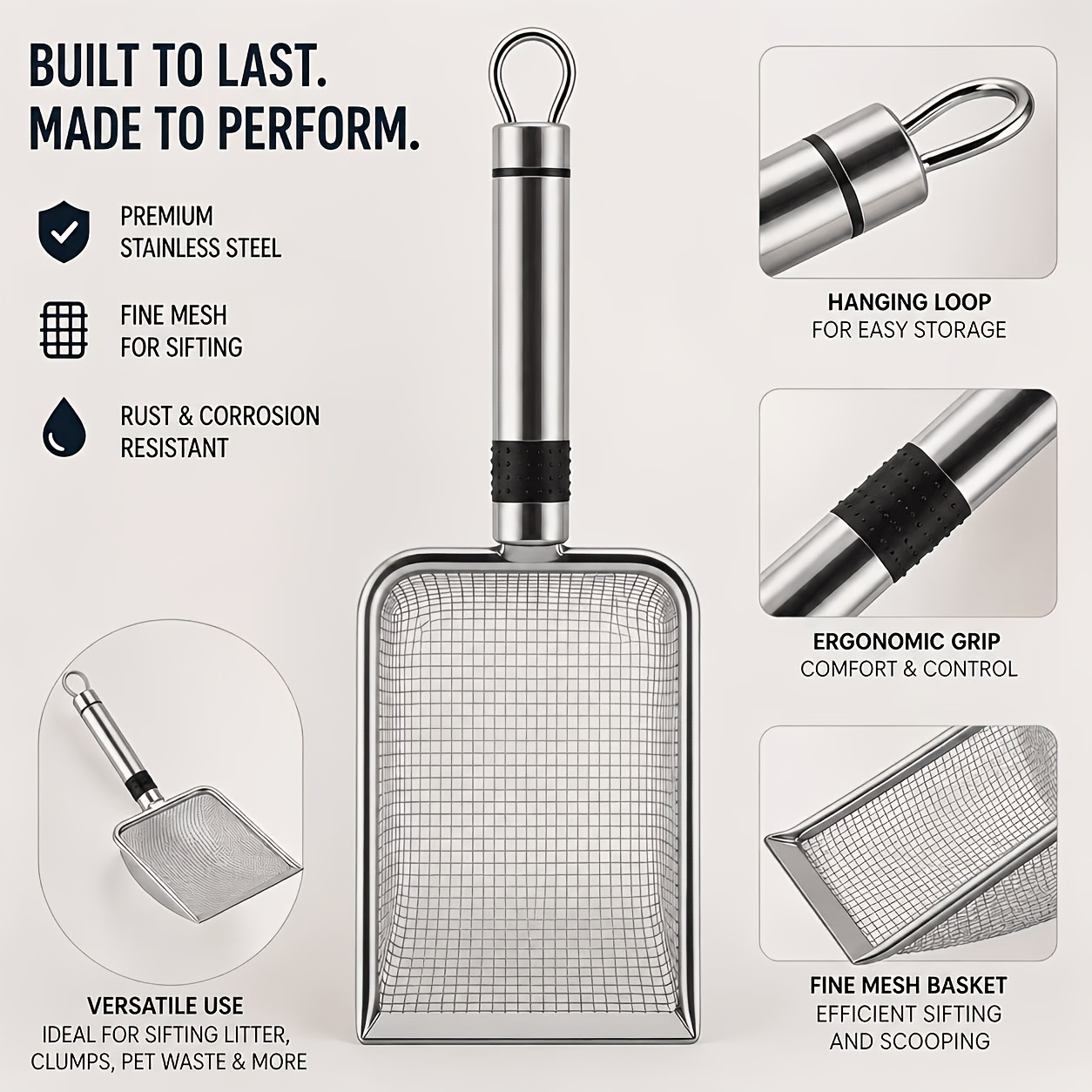 durable stainless steel cat   easy to   waste shovel Product details 7