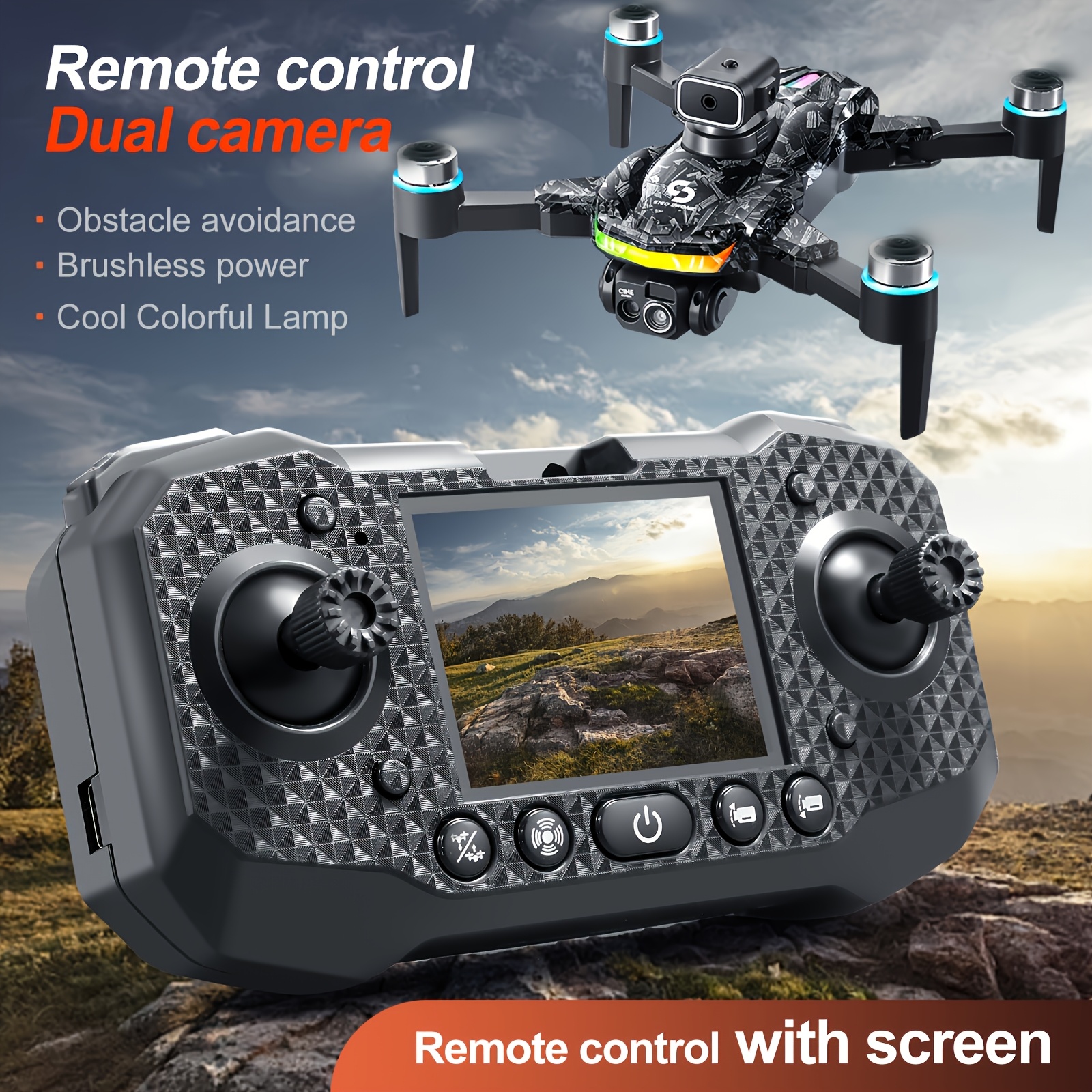 S160 Foldable Quadcopter Drone with Dual 720P Cameras, Obstacle Avoidance, 30 Min Flight, WiFi App Control & Remote, Portable Design for Beginners, Includes Carrying Case & Scredriver - Outdoor Drone Gift