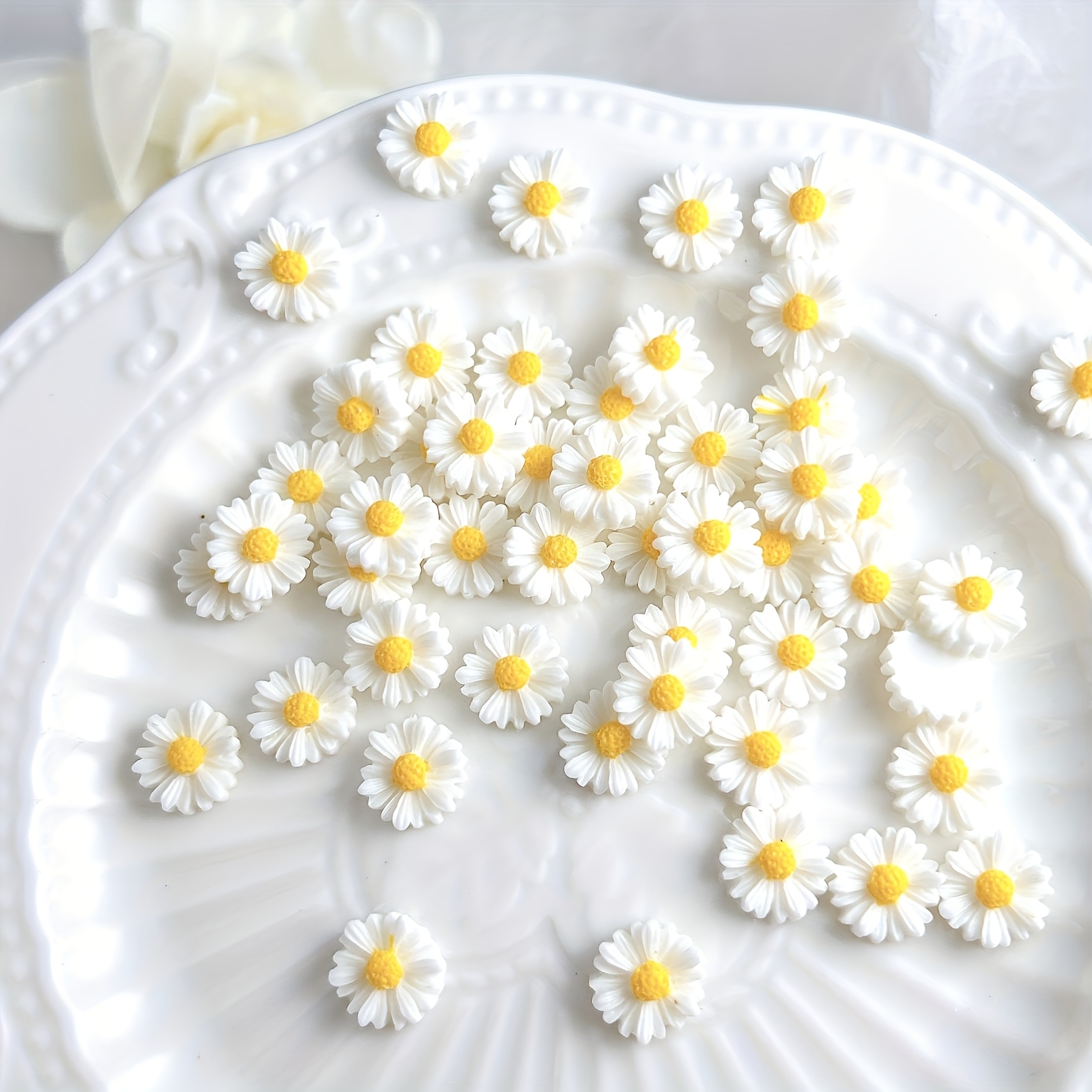 TEMU 98 pièces AODADA Charmes à ongles de fleur, résine 3D, marguerites Kawaii, adaptés aux ongles en acrylique, fournitures de nail art avec