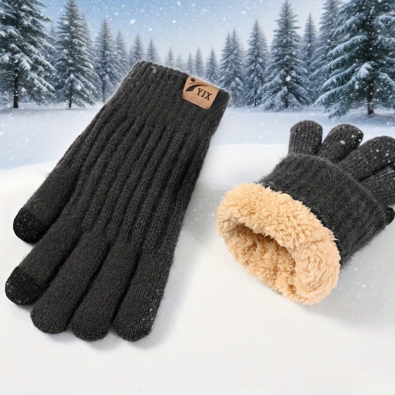 TEMU 1 Paire de Gants d'Hiver Chauds Double Épaisseur pour Hommes et Femmes, Gants , Gants Doublés Chauds Épaisseur Doublée en Molleton pour Femmes,