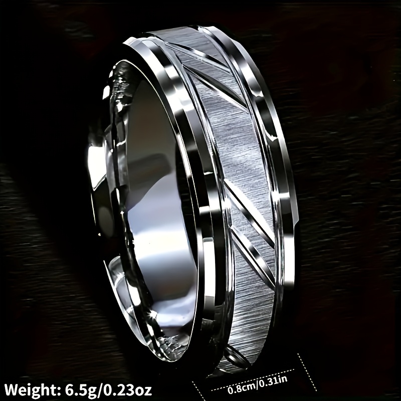 TEMU Anillo de pareja de acero inoxidable 316L de titanio cepillado 1 6/8MM - Duradero, resistente a los arañazos, elegante - para de matrimonio, ,