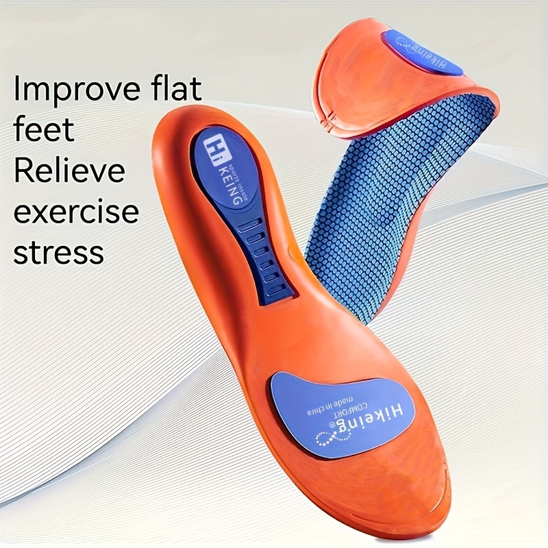 2pcs Unisex Sports Insoles - Comfortable, Breathable, High Elasticity Full Sole Cushions with Gel Technology for Enhanced Support and Shock Absorption (Orange & Blue), Sports Footwear Accessories | Textured Insoles | EVA Cushioned Insoles, Shoe Insoles