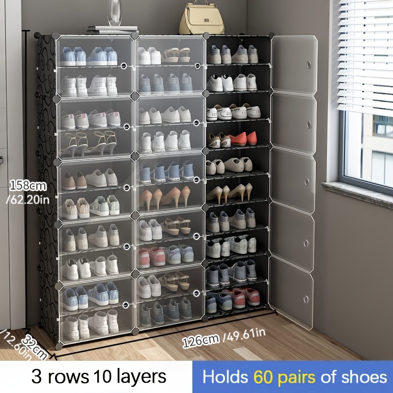 TEMU Easy Shoe Rack Plastic Shoe Cabinet Dustproof Storage Shoe Cabinet Suitable For Assembly Shoe Racks In Bedrooms, Lobbies, Living Rooms,