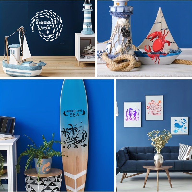 Ocean Stencils Painting Ocean Templates Reusable Painting - Temu