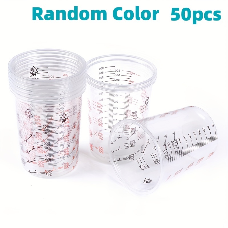 

10/50pcs Paint Mixing Calibrated Cup Plastic Paint Mixing Cups 600ml Mixing Pots Kitchen Supplies
