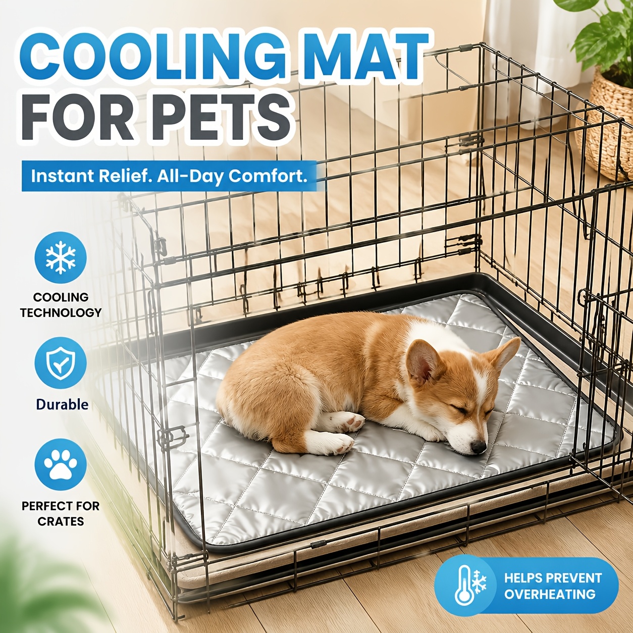 TEMU Dog Cooling Mat For , Pet Cooling Pad For Dogs And Cats, Comfortable Sleeping Bed Mat, Portable Crate Mat For Home, Car Travel, And Outdoor Use