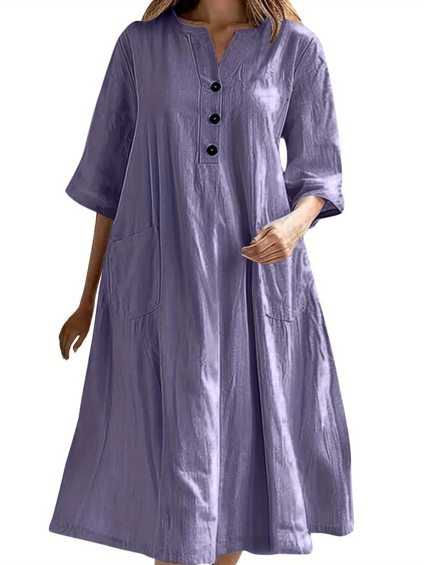 robe midi femme à col v robe longue décontractée Temu Canada