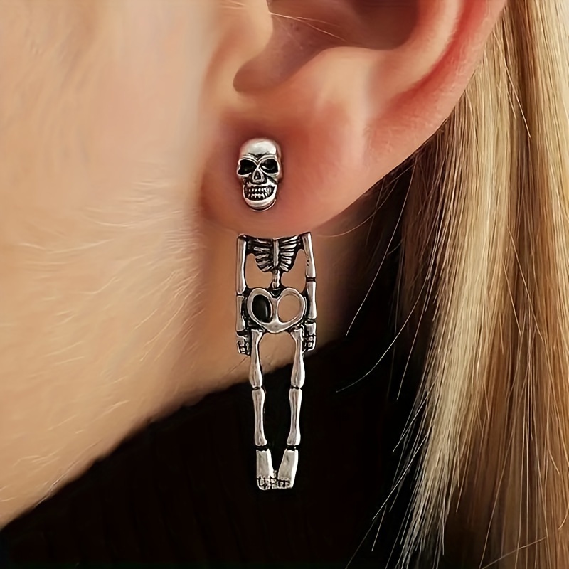 

2pairs Skeleton Design Dangle Earrings Ear Jackets Retro Festival Earrings