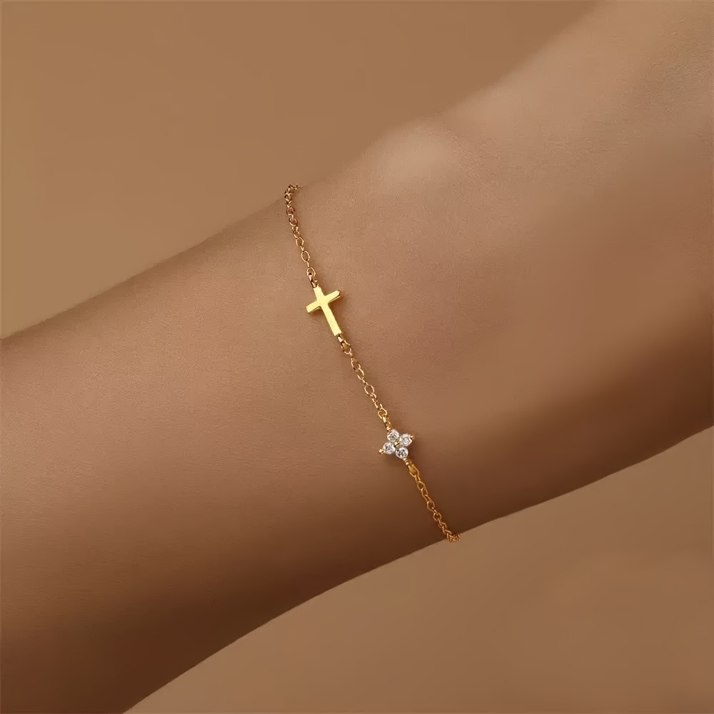elegant and minimalist womens stainless steel bracelet featuring a   cross design made of durable hypoallergenic stainless steel this high end bracelet is perfect for daily   and dates   a   and elegant detail