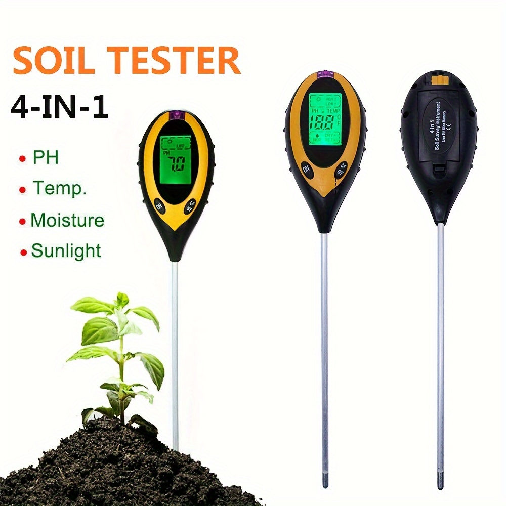 

1pc 4 In 1 Soil Tester Temperature Ph-value Light Soil Meter Moisture