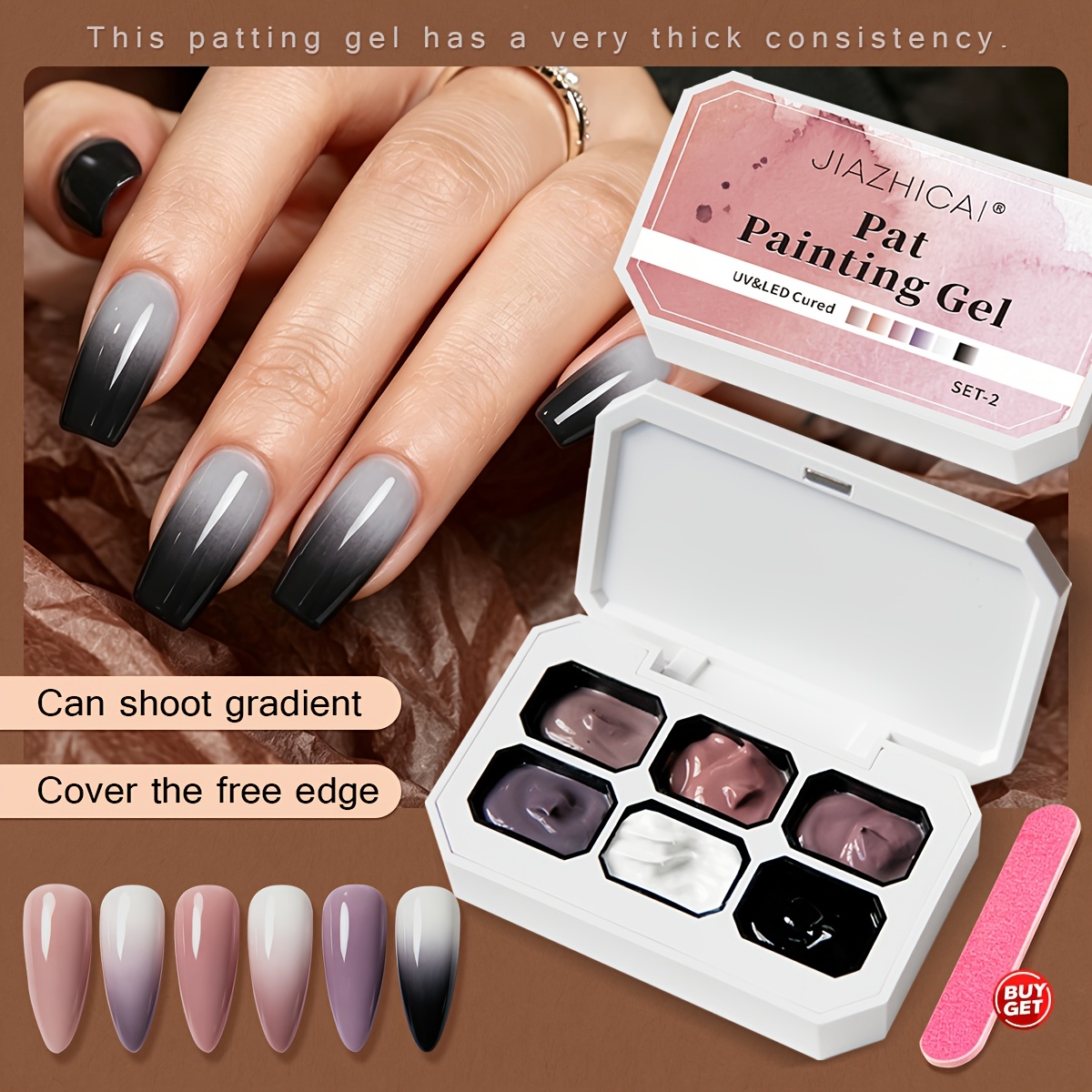 2026 Spring 6-color Nail Gel Set And Sponge Strips: Gradient Blush Nail Gel, Free Edge Concealer, Designed For Spring Floral Nail Art